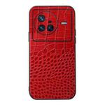 For Vivo X80 Crocodile Top Layer Cowhide Leather Phone Case(Red)