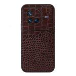 For Vivo X80 Crocodile Top Layer Cowhide Leather Phone Case(Coffee)