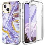 For iPhone 13 360 Full Body Painted Phone Case(Marble L14)