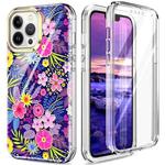 For iPhone 13 Pro 360 Full Body Painted Phone Case (Flowers L08)