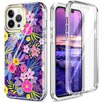 For iPhone 13 Pro Max 360 Full Body Painted Phone Case (Flowers L08)