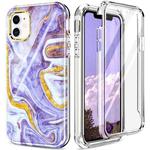 For iPhone 11 360 Full Body Painted Phone Case (Marble L14)