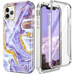 For iPhone 13 360 Full Body Painted Phone Case For iPhone 11 Pro Max(Marble L14)