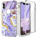 For iPhone XS Max 360 Full Body Painted Phone Case(Marble L14)