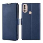 For Motorola Moto E40 Ultra-thin Voltage Side Buckle Leather Phone Case(Blue)