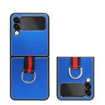 For Samsung Galaxy Z Flip4 Aluminum Alloy Folding Phone Case with Ring Holder (Blue)