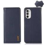 For Motorola Moto G52 4G KHAZNEH Nappa Top Layer Cowhide Leather Phone Case(Blue)