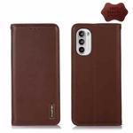 For Motorola Moto G52 4G KHAZNEH Nappa Top Layer Cowhide Leather Phone Case(Brown)