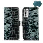 For Motorola Moto G52 4G Crocodile Top Layer Cowhide Leather Phone Case(Green)