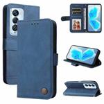 For Tecno Camon 18 Premier Skin Feel Life Tree Metal Button Leather Phone Case(Blue)