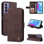 For Tecno Camon 18 / 18 Pro Skin Feel Life Tree Metal Button Leather Phone Case(Brown)