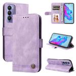 For Tecno Camon 18 / 18 Pro Skin Feel Life Tree Metal Button Leather Phone Case(Purple)