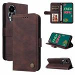 For Infinix Hot 11s Skin Feel Life Tree Metal Button Leather Phone Case(Brown)