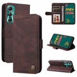 For Infinix Hot 11 Skin Feel Life Tree Metal Button Leather Phone Case(Brown)