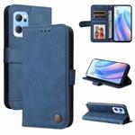 For OPPO Reno7 5G / Find X5 Lite Global Skin Feel Life Tree Metal Button Leather Phone Case(Blue)