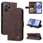 For OPPO Realme C35 Skin Feel Life Tree Metal Button Leather Phone Case(Brown)