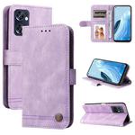 For OPPO Reno7 SE 5G Skin Feel Life Tree Metal Button Leather Phone Case(Purple)
