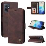 For vivo Y55 / Y75 / T1 5G Skin Feel Life Tree Metal Button Leather Phone Case(Brown)