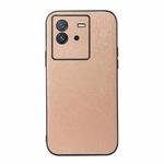 For vivo iQOO Neo6 Wood Texture PU Phone Case(Gold)