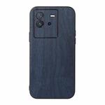 For vivo iQOO Neo6 Wood Texture PU Phone Case(Blue)