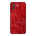 For vivo iQOO Neo6 Crocodile Top Layer Cowhide Leather Phone Case(Red)