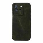 For vivo iQOO Neo6 Genuine Leather Double Color Crazy Horse Phone Case(Green)