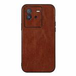 For vivo iQOO Neo6 Genuine Leather Double Color Crazy Horse Phone Case(Brown)