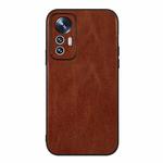 For Xiaomi 12 Lite Genuine Leather Double Color Crazy Horse Phone Case(Brown)