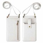 Crossbody Wallet Cards Crocodile Leather Phone Case Bag(White)