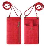 Crossbody Wallet Cards Crocodile Leather Phone Case Bag(Red)