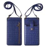 Crossbody Wallet Cards Crocodile Leather Phone Case Bag(Blue)