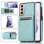 For Samsung Galaxy S21 5G Solid Color PC + TPU Protective Case with Holder & Card Slots(Green)