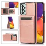 For Samsung Galaxy A33 5G Solid Color PC + TPU Protective Case with Holder & Card Slots(Rose Gold)