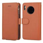 For Huawei Mate 30 Pro Microfiber Zipper Horizontal Flip Leather Case(Brown)