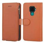 For Huawei Nova 5i Pro / Mate 30 Lite Microfiber Zipper Horizontal Flip Leather Case(Brown)