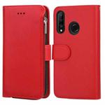 For Huawei P30 Lite Microfiber Zipper Horizontal Flip Leather Case(Red)