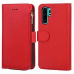 For Huawei P30 Pro Microfiber Zipper Horizontal Flip Leather Case(Red)