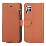 For Huawei P40 Lite / nova 6 SE Microfiber Zipper Horizontal Flip Leather Case(Brown)