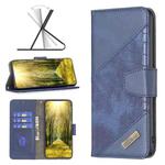 For Xiaomi Poco M4 Pro Color Block Crocodile Texture Leather Phone Case(Blue)