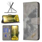 For Xiaomi Poco M4 Pro Color Block Crocodile Texture Leather Phone Case(Grey)