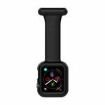 Silicone Nurse Brooch Watch Band Case For Apple Watch Series 8 / 7 41mm / 6&SE&5&4 40mm / 3&2&1 38mm(Black)