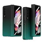 For Samsung Galaxy Z Fold3 5G Gradient Color Hinge Flip Phone Case With Film(Black Green)