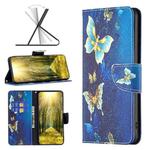 For Xiaomi Poco M4 Pro 5G Colored Drawing Pattern Flip Leather Phone Case(Gold Butterfly)