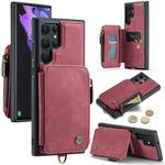 For Samsung Galaxy S22 Ultra CaseMe C20 Multifunctional Leather Phone Case(Dark Red)