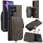 For Samsung Galaxy S22 Ultra CaseMe C20 Multifunctional Leather Phone Case(Dark Coffee)