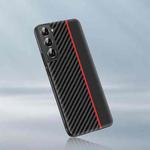 For Samsung Galaxy S22 5G Ultra-thin Carbon Fiber Texture Splicing Phone Case(Red)