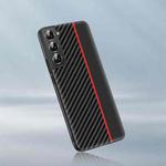 For Samsung Galaxy S22+ 5G Ultra-thin Carbon Fiber Texture Splicing Phone Case(Red)