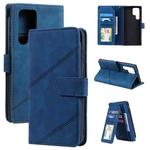 For Samsung Galaxy S22 Ultra 5G Skin Feel Card Slot Leather Phone Case(Blue)