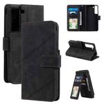 For Samsung Galaxy S22 5G Skin Feel Card Slot Leather Phone Case(Black)