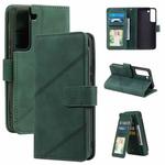 For Samsung Galaxy S22 5G Skin Feel Card Slot Leather Phone Case(Green)